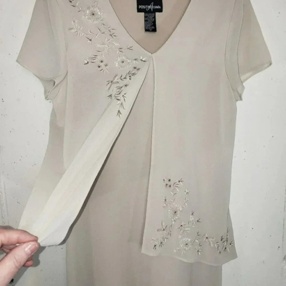 Positive Attitude 12 cream short sleeve evening dress - Picture 6 of 6